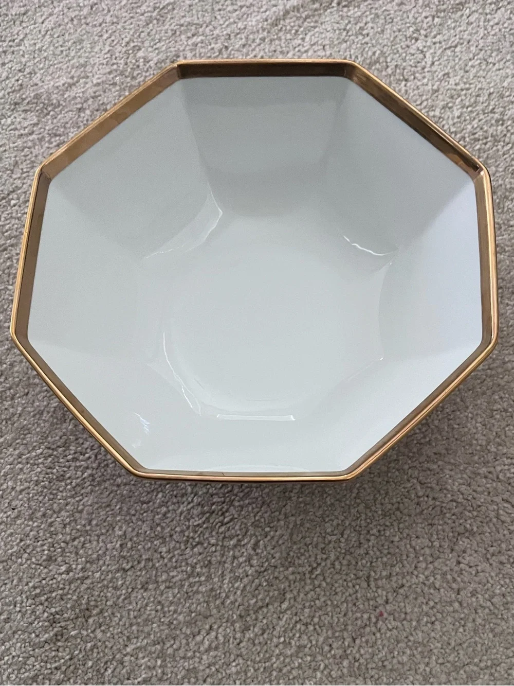 Fitz and Floyd Shell Pink Octagonal Serving Bowl with Gold Trim